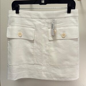 J. Crew White Mini Skirt with Button Details